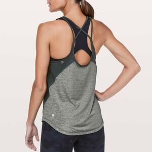 #289 Lululemon Run Off-Route Tank Heathered Camo Green/Camo Green High Neck